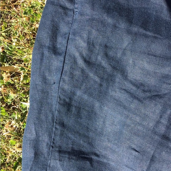 J. Jill Love Linen Women’s Navy 100% Linen Boho Beachy Wide Leg Crop Pants Sz L - Picture 3 of 7